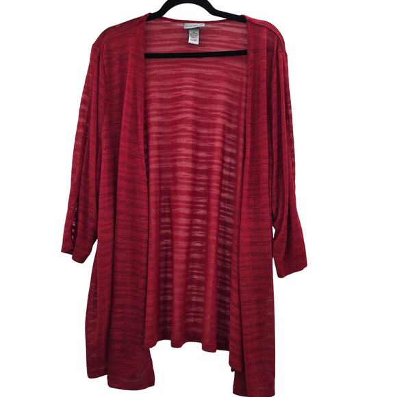 Catherines Cardigan Sweater 2X Red Sheer Open Front Lightweight Plus 22w 24w - Picture 1 of 7